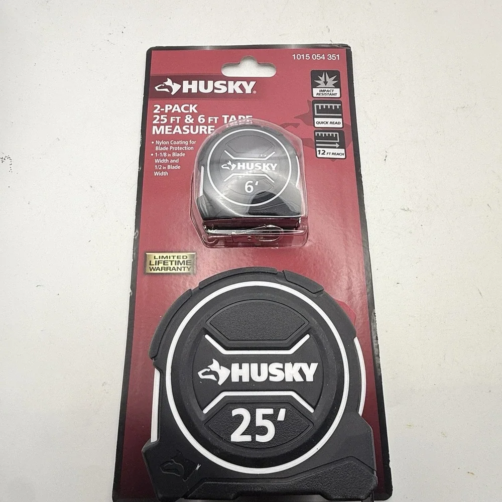 Husky Tape Measure Set 25 Ft 6 Ft Mini Measuring Tape Rubber Grip 2 Pack SAE